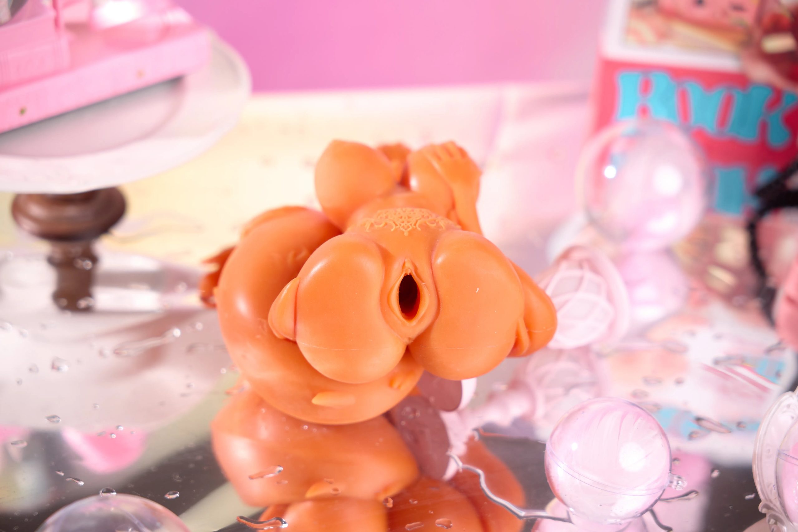 Ebiko furry sex doll lower half indicating 14 centimeter vaginal channel entry point