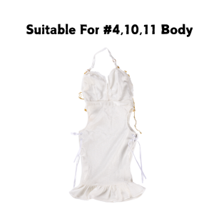 BBW Milf Mini Sex Doll Clothes White Formal Dress (For #4,10,11 Body)