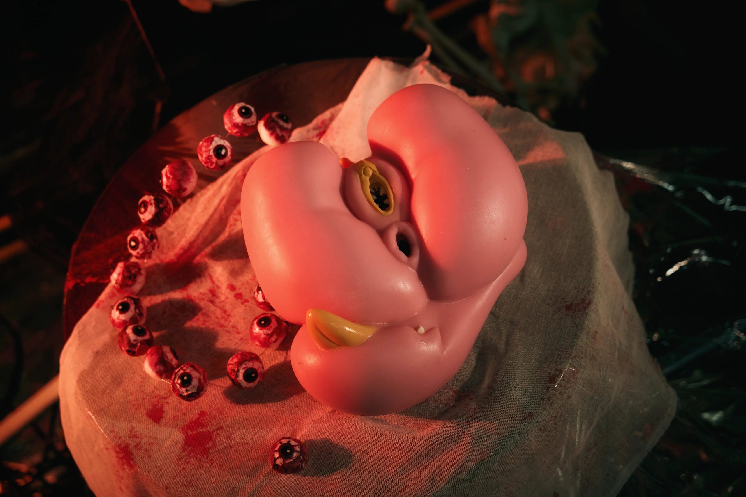 Sculpted eye and mouth body details on the Heketa monster girl doll