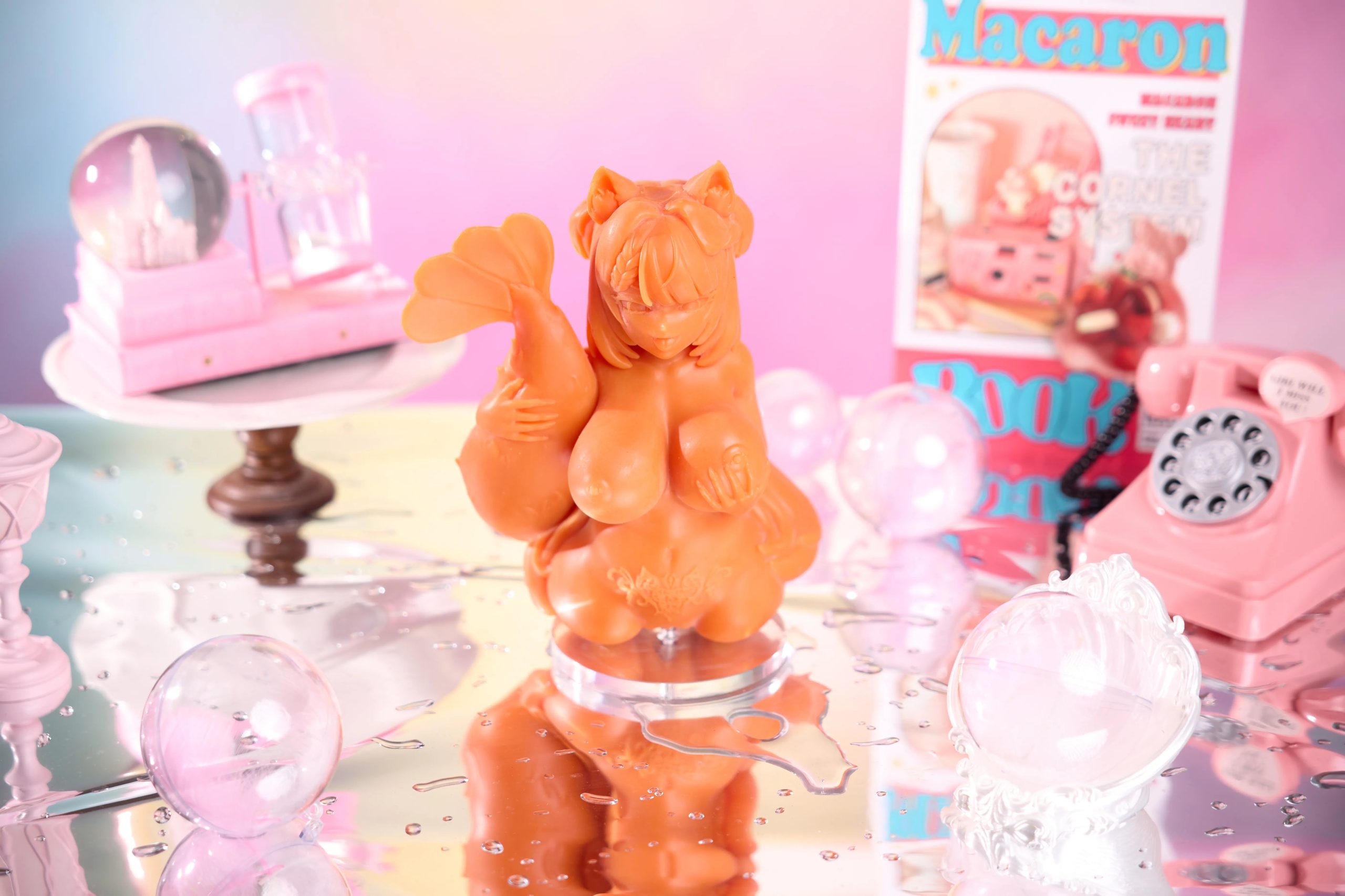 Ebiko furry onahole held by hand to demonstrate compact 23 centimeter collector scale
