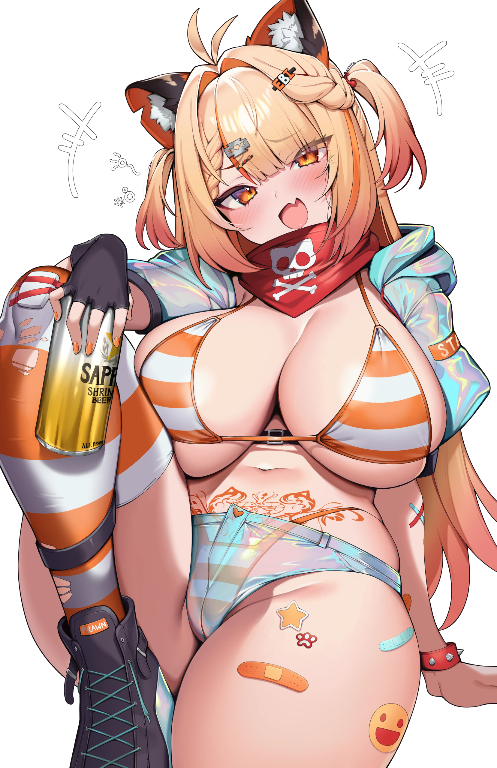 Official character illustration of Ebiko VTuber showing prawndere personality