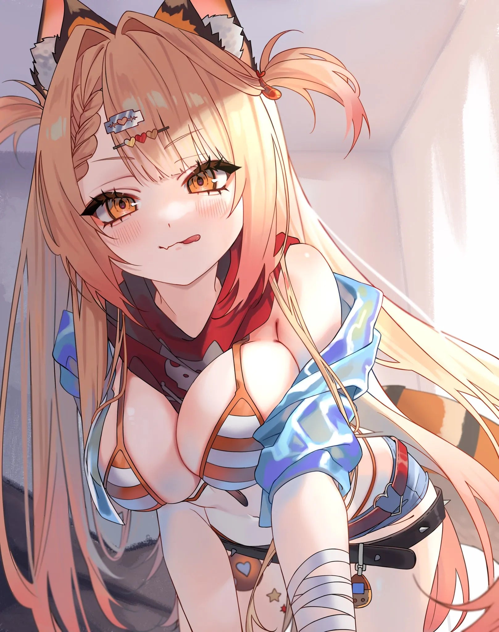 Full body portrait of Ebiko VTuber monster girl design
