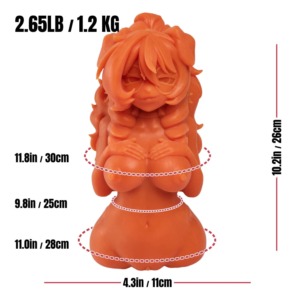 Detailed size specifications diagram for the MRL Kuru furry dog girl onahole