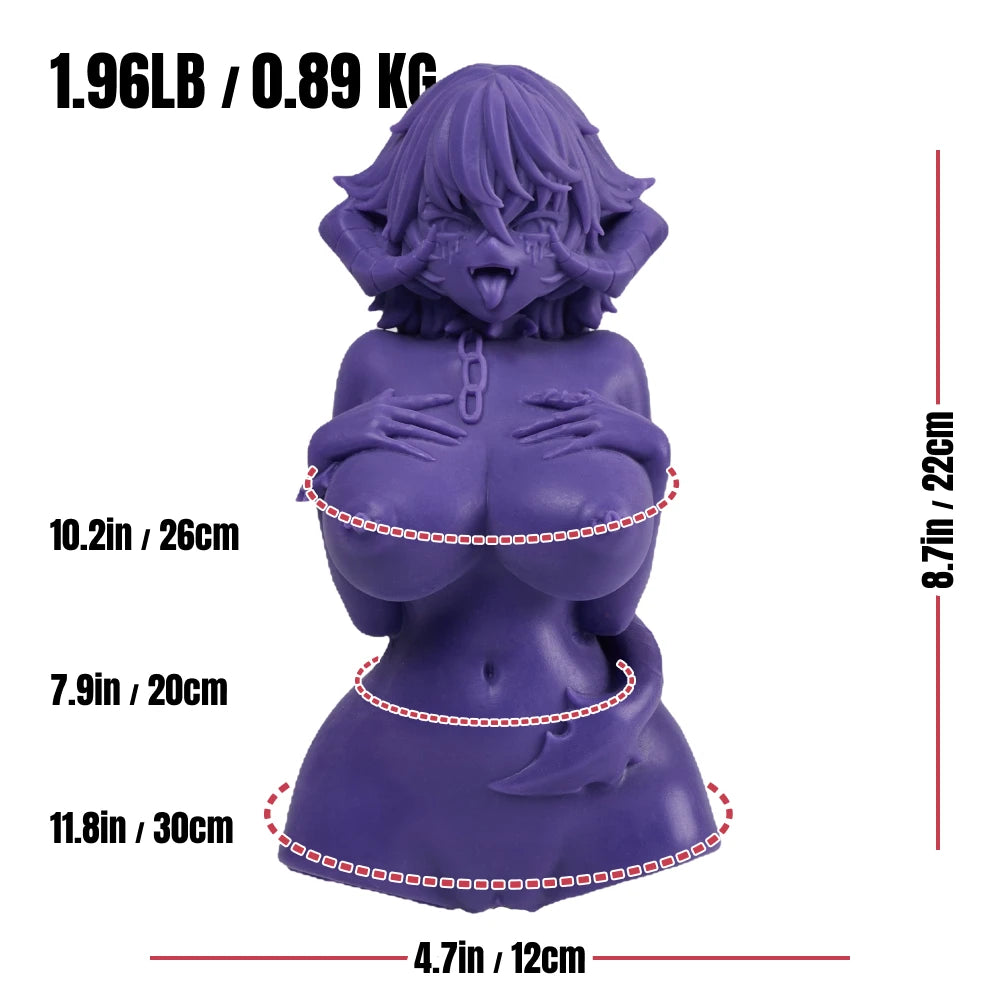 Detailed dimensional size specification chart for the 22cm tall Queen Mari medical-grade silicone sex doll by MRL.