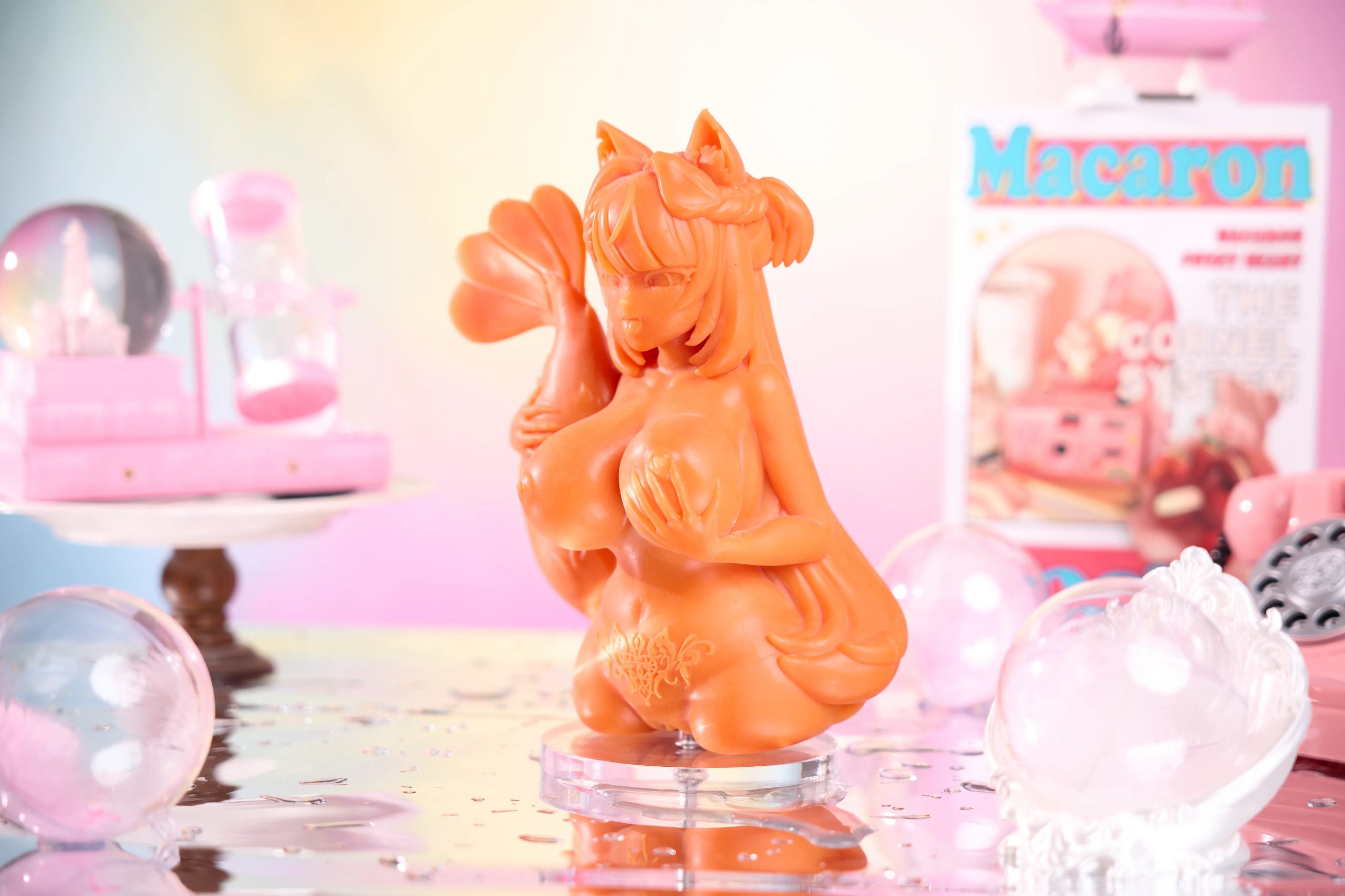 Close up of Ebiko anime onahole doll displaying teasing prawndere facial expression