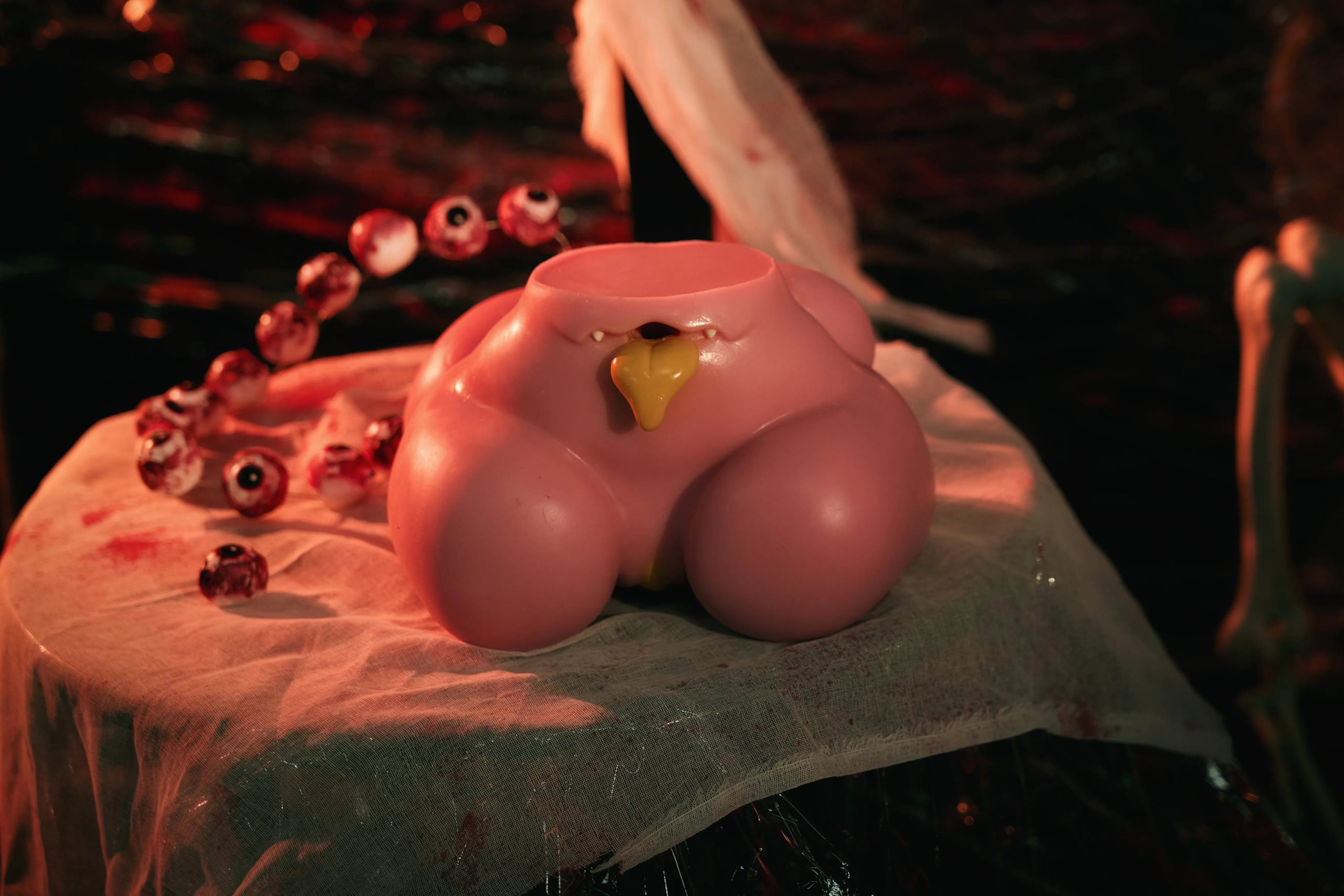 Front angle showing the connected abdominal entry channel of the Heketa torso