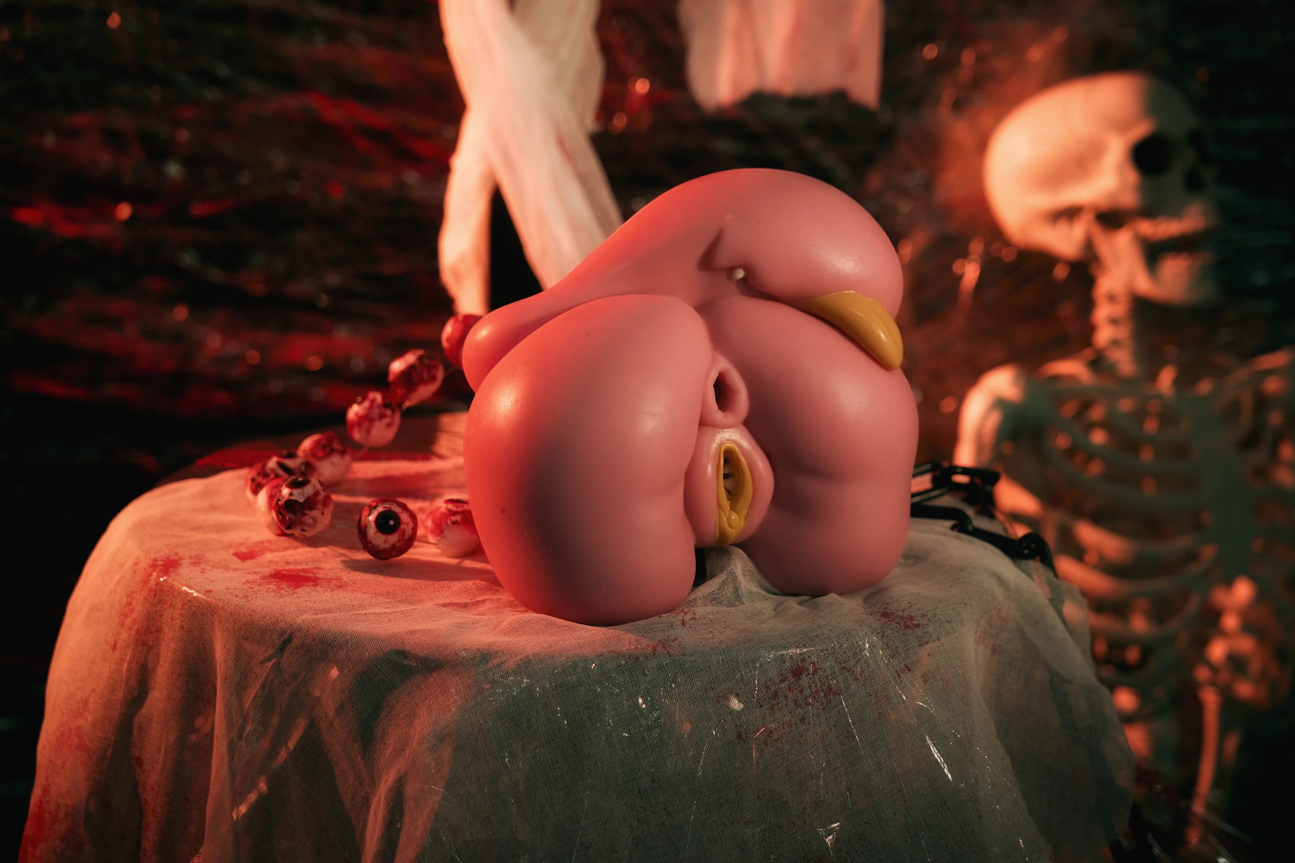 Close-up of the soft pink Nephilim-Skin silicone on the Heketa torso sex doll