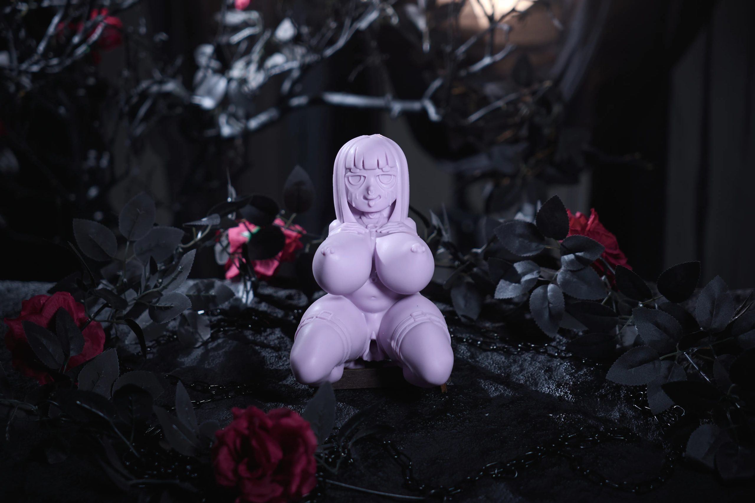 Koko thick goth girl onahole — full body silicone detail with roses