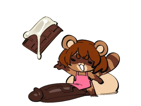 Chibi illustration of Mino the anthropomorphic raccoon
