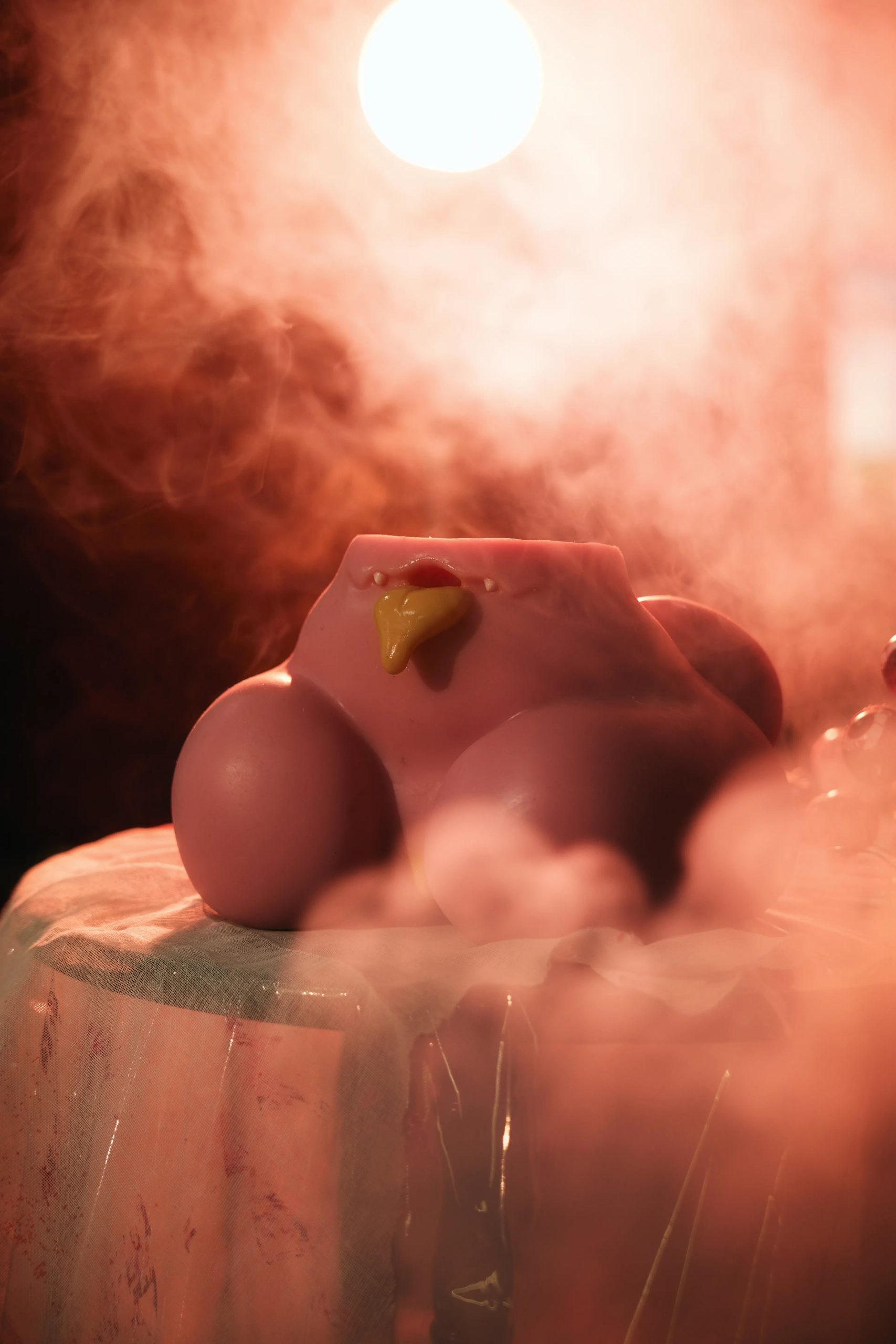 Top-down perspective of the pink silicone Heketa torso