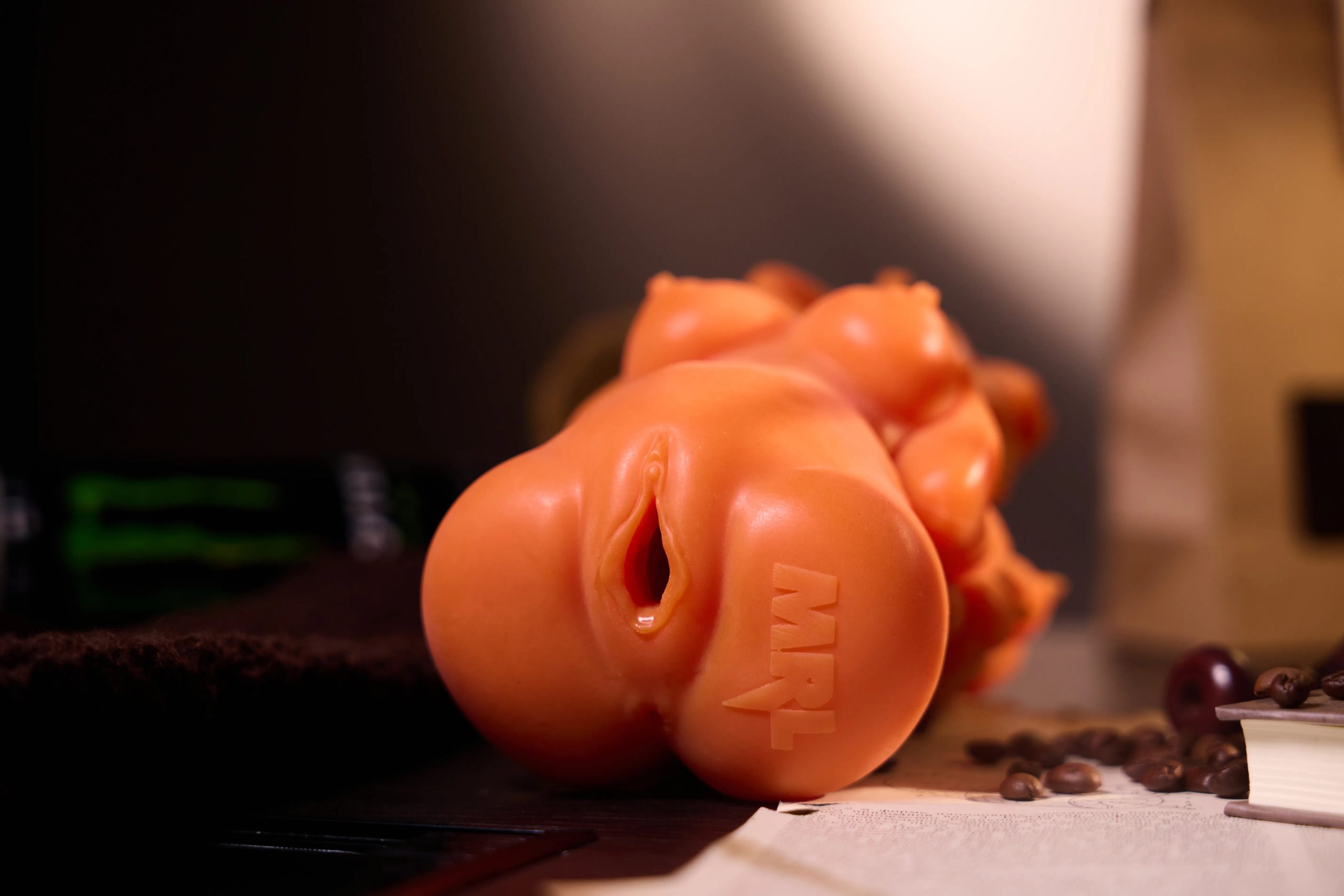 Internal cross-section view of the Kuru furry hentai onahole 16cm deep textured channel