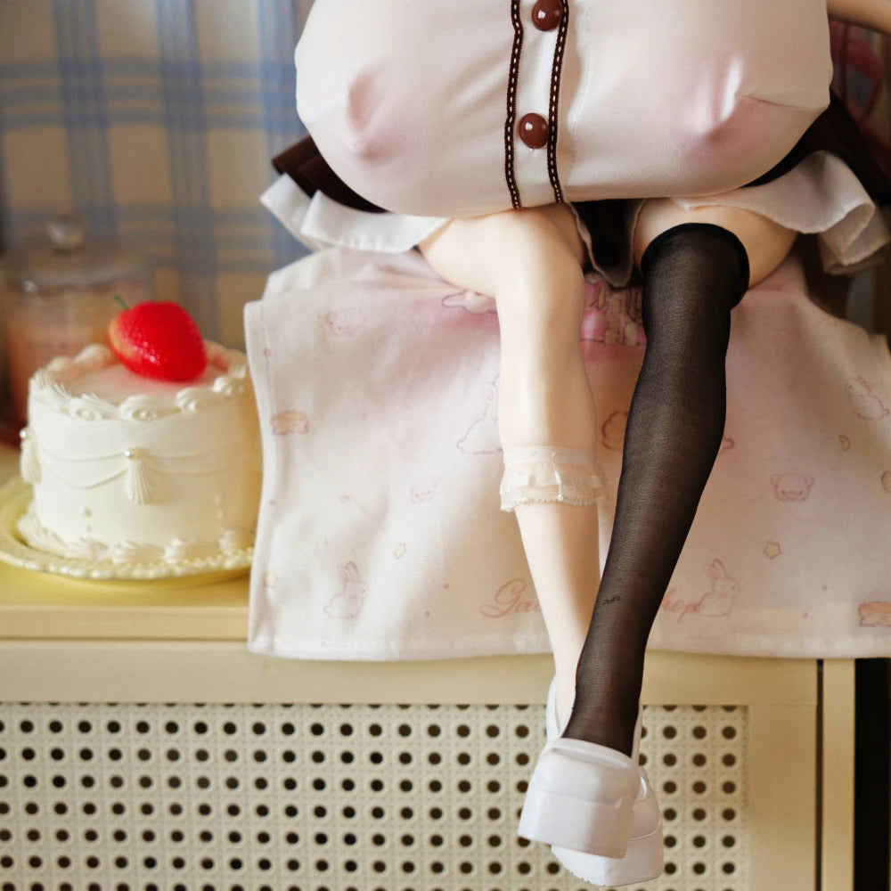 Mismatched black and white stockings detail on Sweet Lolita sex doll clothes