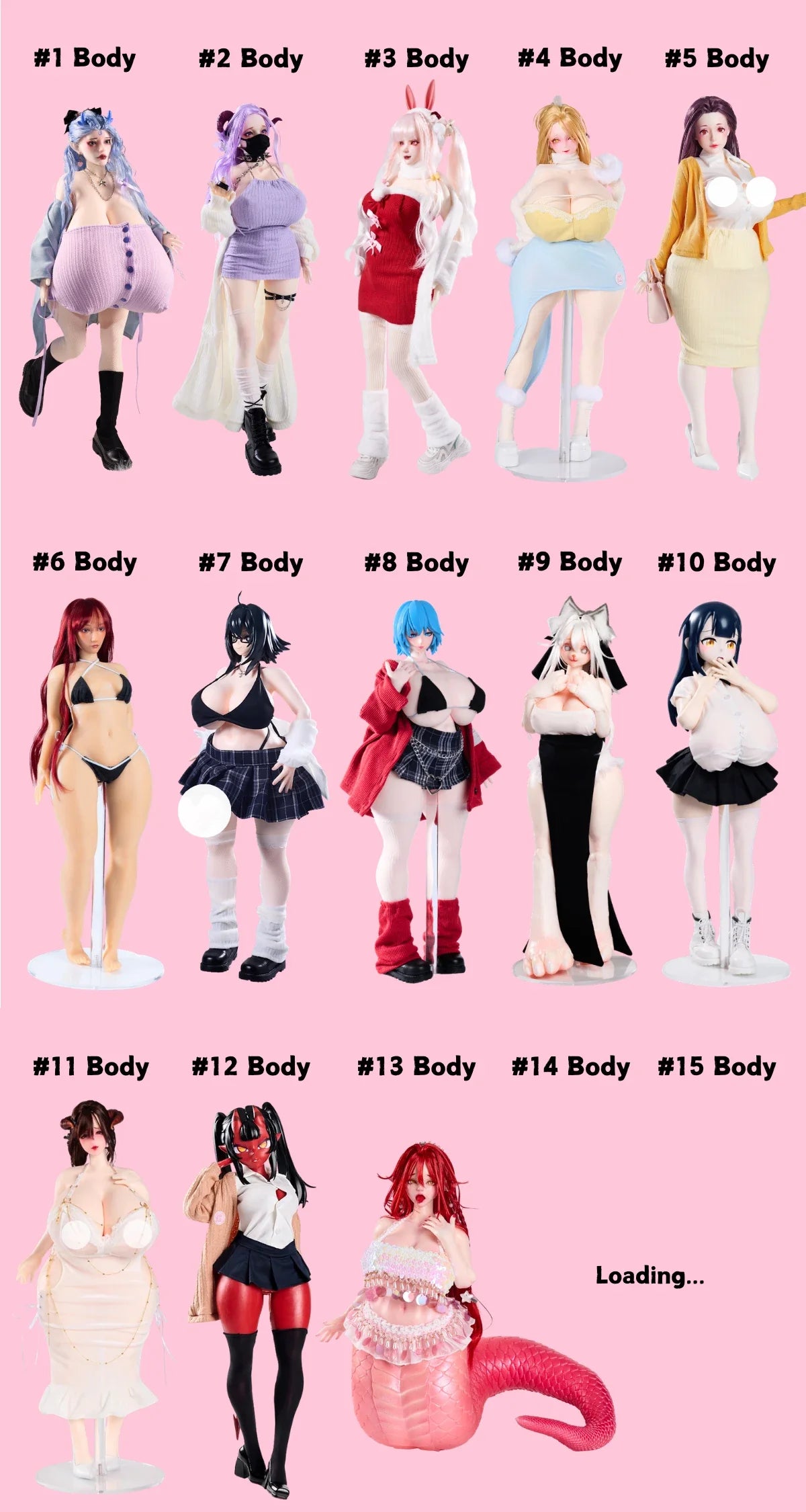 MRLSEXDOLL 3.0 anime sex doll body table showing compatible body options for Audrey sex doll clothes