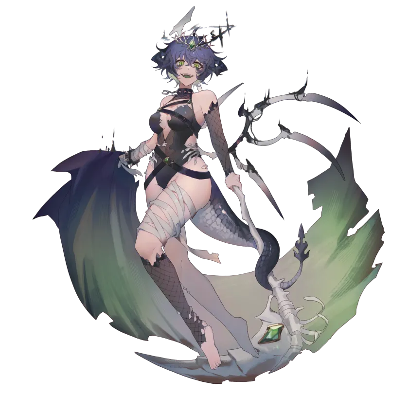 Queen Mari alt-goth succubus character illustration by VTuber QueensWrath for MRL hentai onahole collaboration.