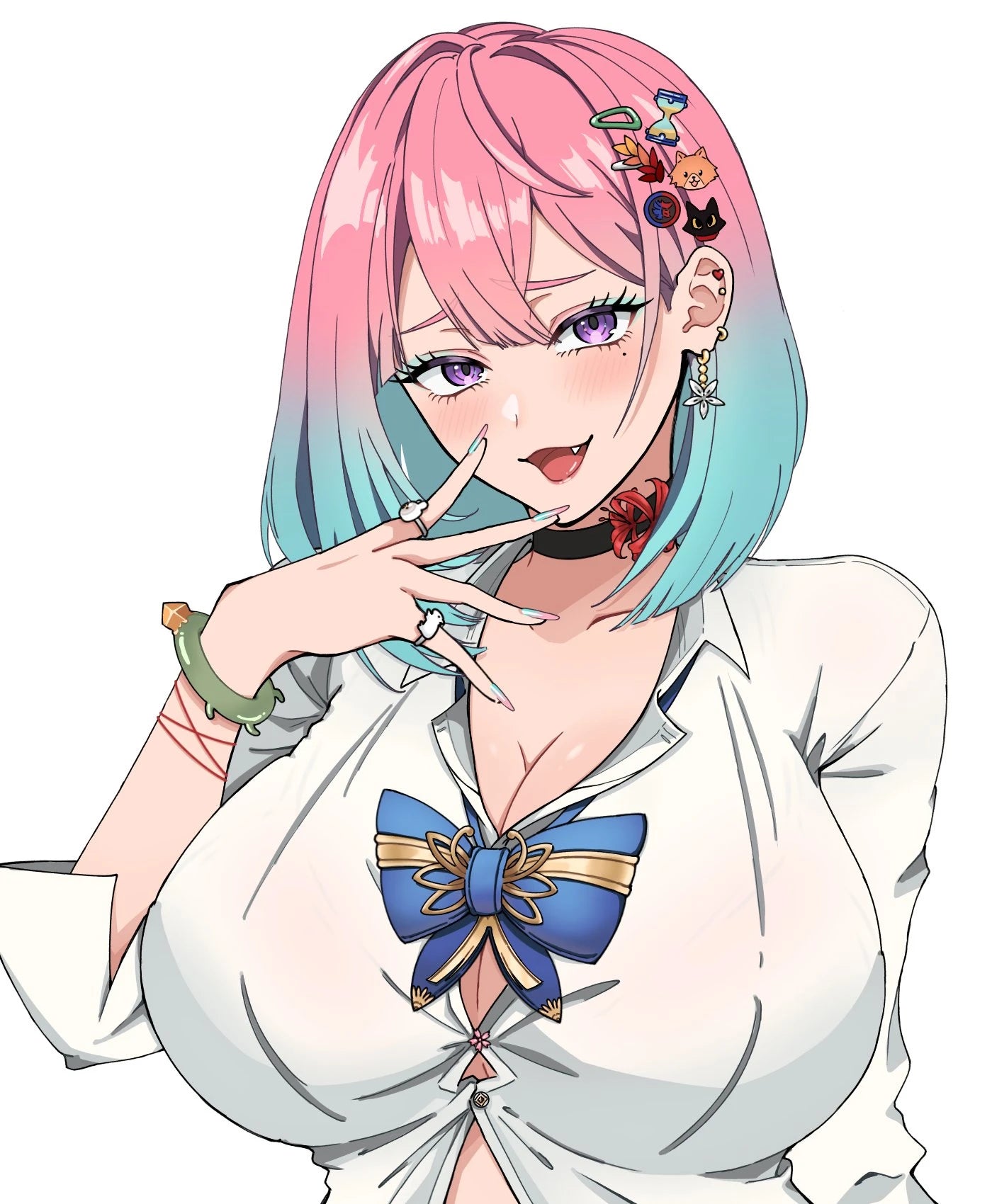 VTuber Reiyu GuiGui pink and blue hair character portrait
