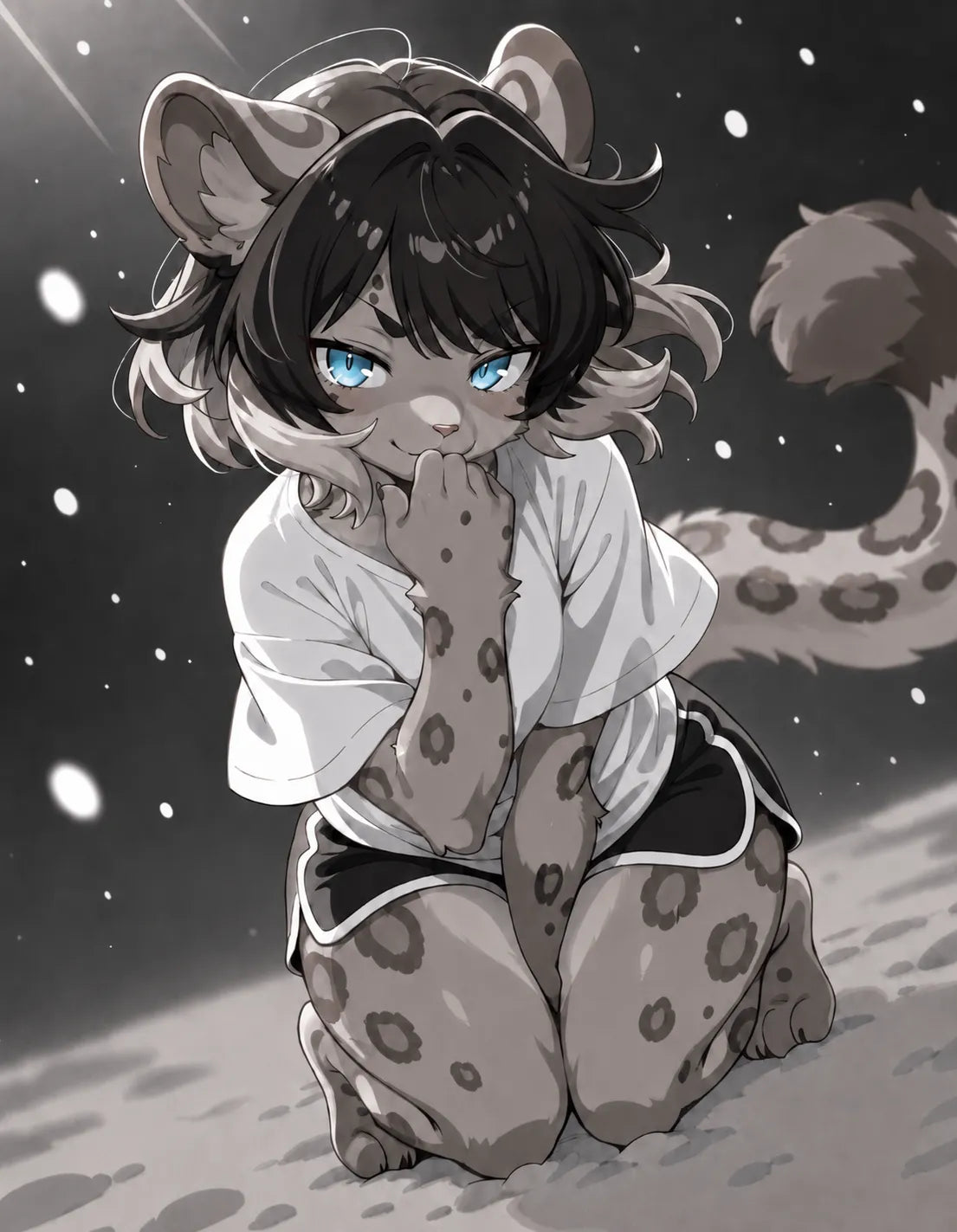 Shira original snow leopard furry character illustration for the silicone torso design