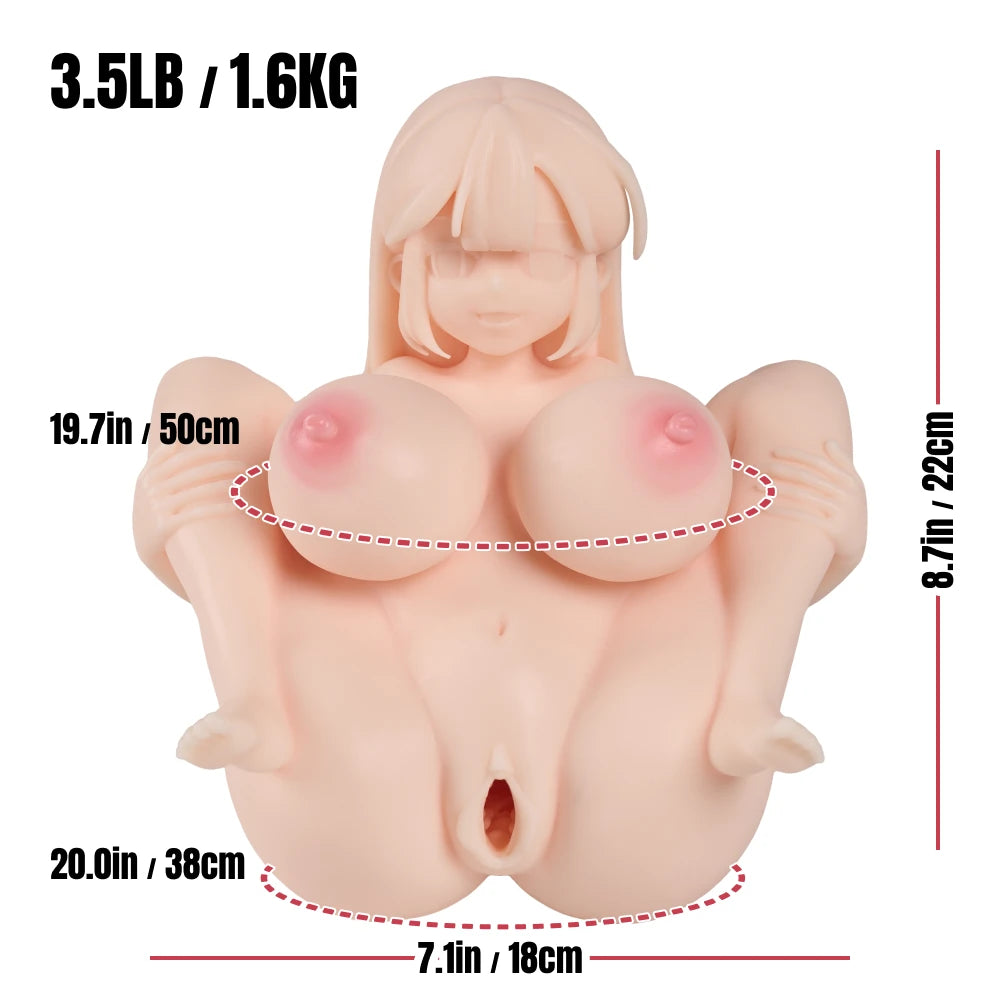 Audrey anime onahole specification diagram showing product dimensions and measurements