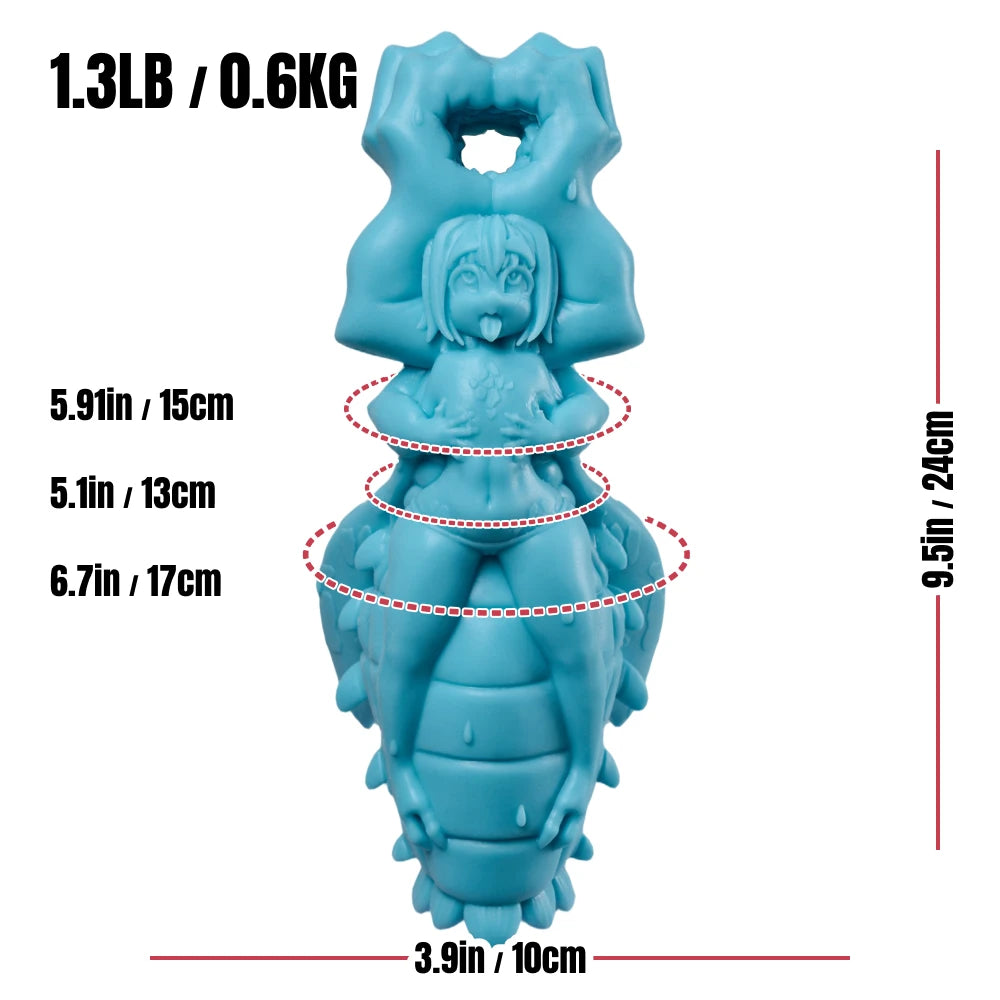Full dimension specifications of the MRL x Slugbox Cteno hentai onahole — height 24cm, weight 600g, hip width 17cm